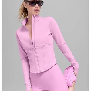 ALO Yoga Airbrush Corset Full Zip Jacket Candy Heart Pink